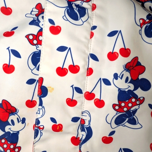 Disney Minnie Mouse Red Packable Rain Jacket Hood Attached‎ Ears Pouch Size 2 - Picture 3 of 15